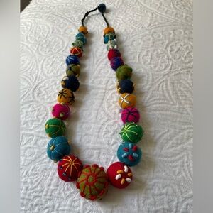 Colorful Felted Wool Necklace nwot